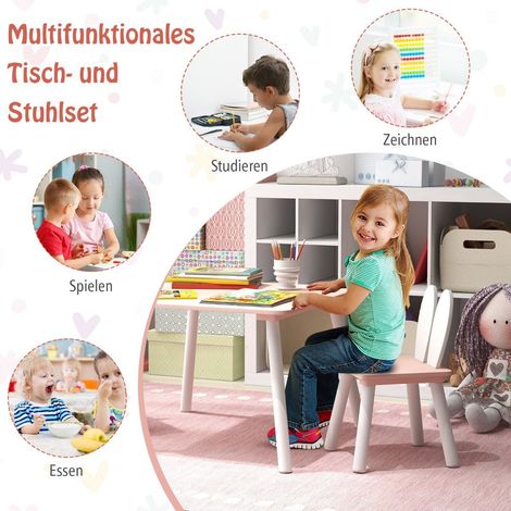 Kindertisch mit 2 stuhlen 3 tlg kindersitzgruppe mit massivholzbeine rosa