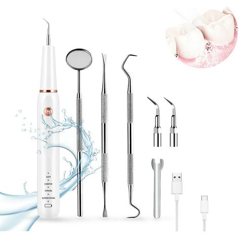 Electric Dental Calculus Remover, Scraper Plaque Tartar Remover Teeth Cleaning Tools for Dental Calculus, Tartar, Tooth Stains, 3 Adjustable Modes, Powered by USB (1/5)