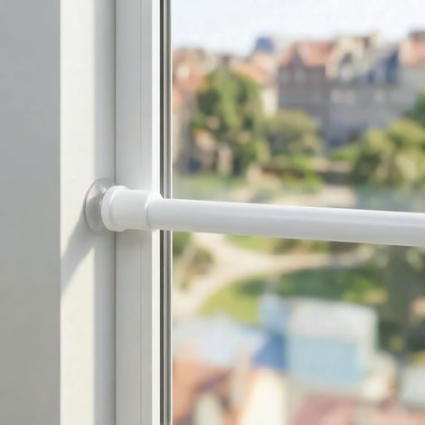 2 Pièces Tringle Rideau, Sans Percage, Extensible, Blanc, 80-120CM (1/5)
