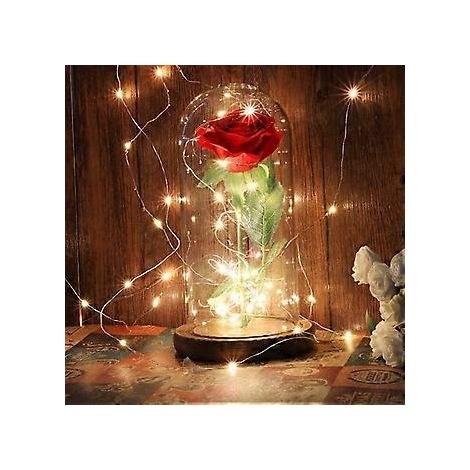 Bell Eternal Rose, bezaubernde Seidenrose in Rosenholzkuppel, inspiriert von B - künstliche Rose, Geschenkidee, Heimdekoration (1/5)