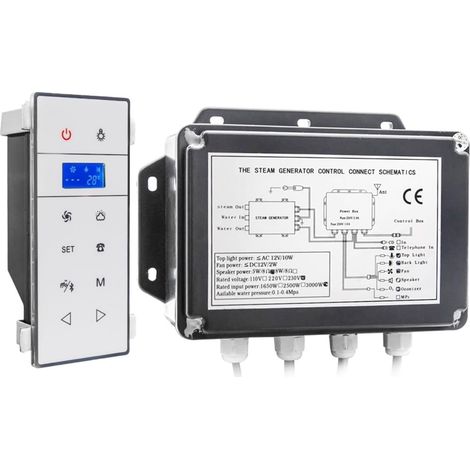 Poêle de sauna Poêle de sauna électrique, Générateur de vapeur de douche noir AC 3KW, vapeur de Sauna humide avec régla du temps et de la température, étanche IPX4 Chauffe-sauna pour bain de vapeur ( (1/5)