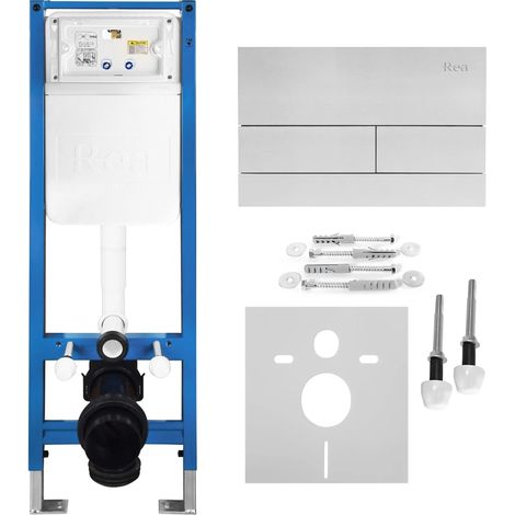 Ensemble Bâti-Support WC SLIM 024N avec plaque de commande T steel brush (1/5)