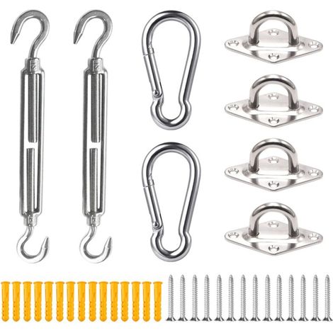 Kit di montaggio robuste per corde, ganci e ombra vela in acciaio inox 304, patio, prato e giardino. (1/5)