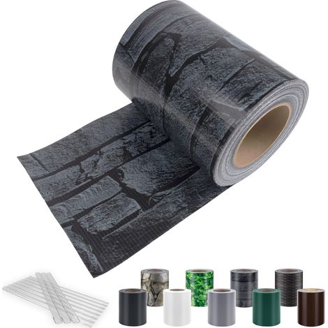 19cmx35m Bandes Brise Vue pour Clôture avec Clips Tuiles Grises (1/5)