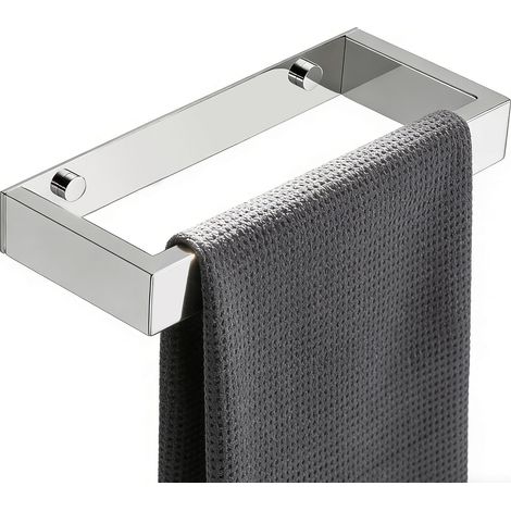 1 Porte Serviette Mural, Acier Inoxydable SUS304, Montage Vis Ou Adhésif, 20CM Chrome Poli, Pour Salle De Bain Cuisine (1/5)