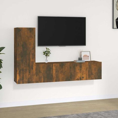 Ensemble de meubles TV 3 pcs pour Salon - Armoire TV Chêne fumé Bois d'ingénierie BV832430 - BonneVie (1/5)