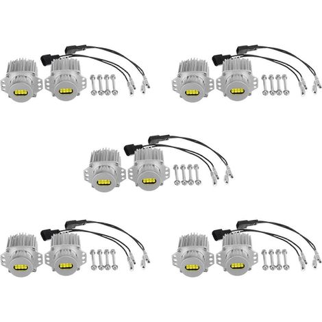 Lot de 10 ampoules LED Angel Eyes CANbus 80 W pour phares et feux de position, sans erreur, pour BMW Série 3 E90 E91 (2005-2008), blanc pur. (1/5)