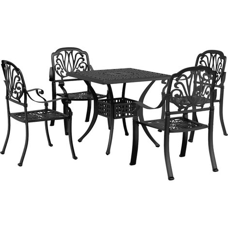 Maison Exclusive - Set da Pranzo da Giardino 5 pz Nero in Alluminio Pressofuso (1/5)