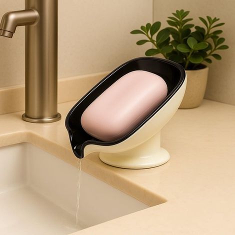 Portasapone con scarico, non è necessaria la foratura, lussuoso portasapone con ventosa per la casa, portasapone per mensola del bagno, bagno (1/2)