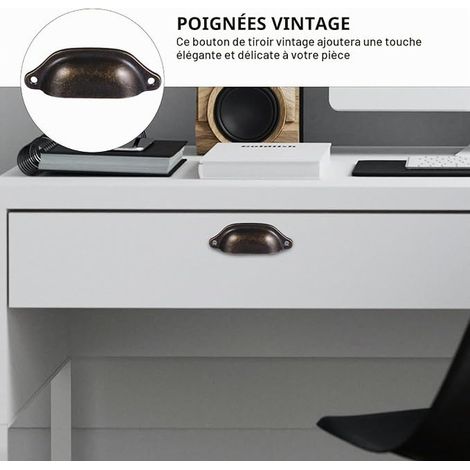 Poignées de Coquille Poignée de Tiroir Semi-circulaires Meubles Boutons de Coquille Armoire Placard Commode Porte De Cuisine (1/4)