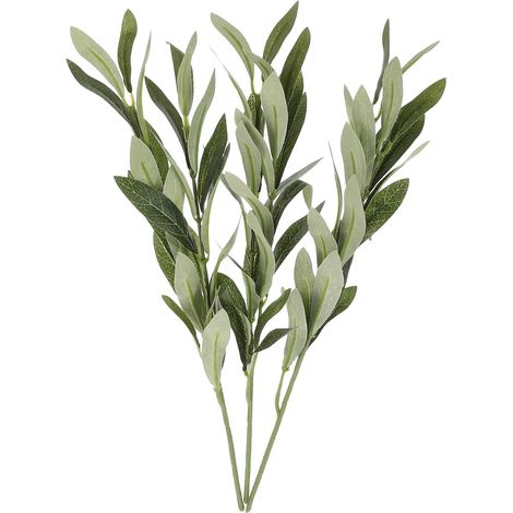 Lot de 3 Branches Olivier Artificielles en Plastique Réalistes Fil de Fer et Tissu, Décoratives, Entretien Facile, Ambiance Naturelle pour Fêtes et Boutiques (1/5)
