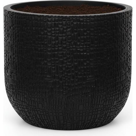 Pot de Fleurs Design Bol texture effet peau Anthracite Intérieur et Extérieur Ø 14 x 13 cm - PANGIVO (1/5)