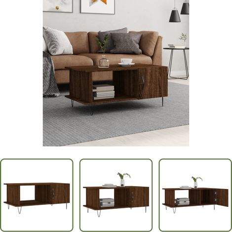 Holzwerkstoff - Couchtisch Braun Eichen-Optik 90x50x40 cm Holzwerkstoff (1/5)