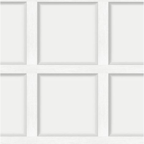 Holden Decor Wood Panel 3D Effect Wooden Panelling White Light Grey Wallpaper (1/4)