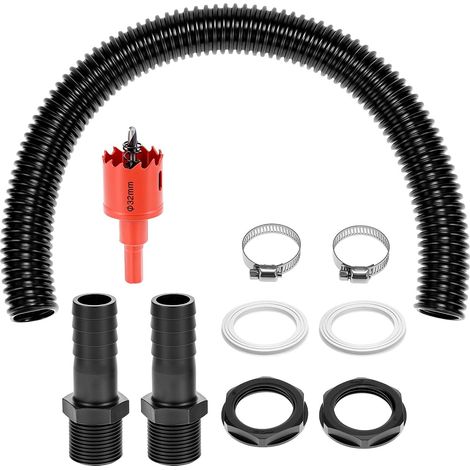 Raccords pour tonneaux de pluie kit, tuyau de connexion de 500 mm et ouvre-trou, raccordement pour citerne de pluie, pour tonneaux de pluie (1/5)