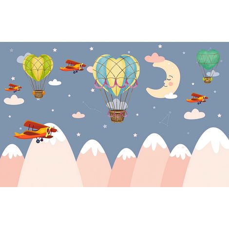 Papier peint panoramique Enfants - Montgolfières - 130 cm x 82 cm (1/2)