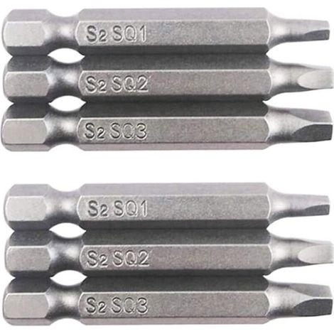 Lot de 6 embouts de tournevis magnétiques à tête carrée de 6,35 mm de long pour outils électriques SQ1 SQ2 SQ3 (50 mm) (1/5)