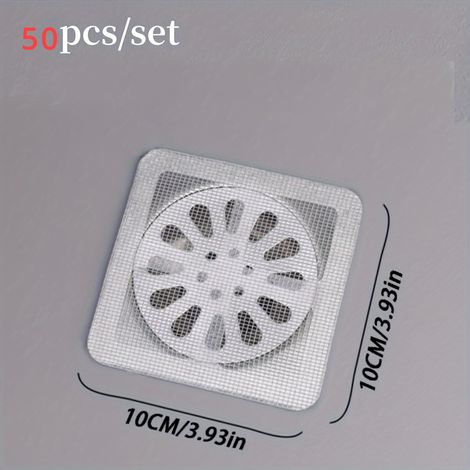 50 attrape-cheveux jetables pour siphon de douche - Piège à cheveux efficace pour salle de bain, baignoire, siphon de sol, tissu filtrant, facile à utiliser (FMY) (1/5)