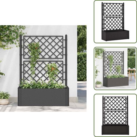 Garten-Hochbeet mit Spalier Selbstbewässerungssystem Anthrazit - Selbstbewässerndes Hochbeet - Gartengefäß - Blumentopf - Spalierpflanze - Hochbeet Mit Spaliere (1/5)