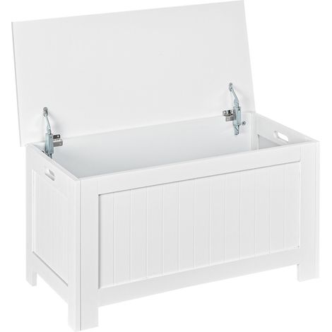 Large Storage Box Toy Chest Cabinet Unit Organizer with Lid & Safety Hinges White