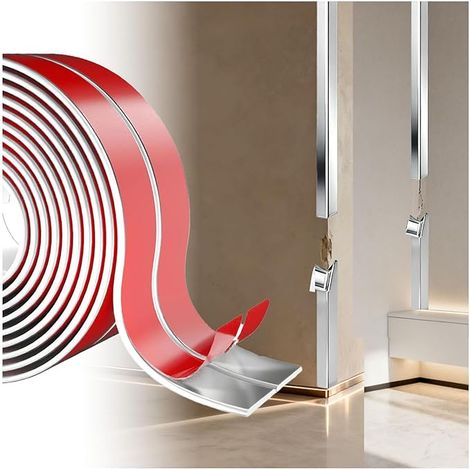 Cornière PVC Moulure Murale Adhésive Baguette d‘Angle Protection Angle Mur Plinthe Souple Moulure Finition de Bords pour Murs Portes Fenêtres et Plinthes argenté 4 m x 2 cm (1/5)