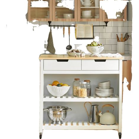 Carrito de cocina, amplio espacio de almacenamiento, diseño elegante, BLANCO (1/2)