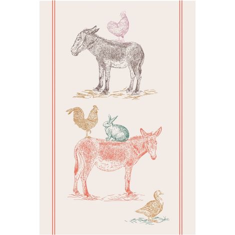 Torchon de Cuisine Ecru Farm Beige - Essuie-Vaisselle pour la Maison 48 x 72 cm - PANGIVO (1/2)