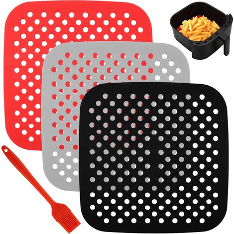 3-teilige quadratische Silikon-Heißluftfritteusenmatte (1/5)