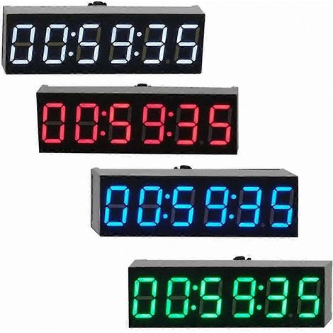 Module d'horloge numérique LED à 6 chiffres de 0,36 pouce avec affichage des secondes, mémoire en cas de coupure de courant et fonctions de réglage de la luminosité. (1/4)