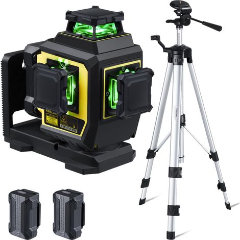 Niveau Laser Chantier avec Trépied, Niveau Laser Autonivelant 3×360 de Haute Précision ±2mm/10m, Lazer Verte avec Batterie Lithium 8000 mAh, Convient Projets de Construction et Rénovation (1/5)