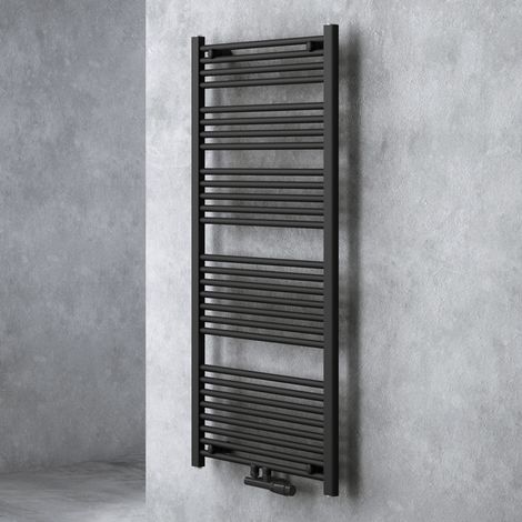 doporro Radiateur de Salle de Bain Sèche-Serviette 140x60cm Tubulaire Vertical Chauffage Électrique Gris-Noir avec Résistance Noire pour Radiateur 800W RHE (1/5)