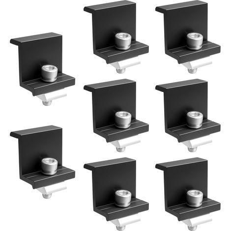 Lot de 8 supports de panneau solaire photovoltaïque - Système de fixation pour panneau solaire de 30 mm (noir) (1/5)