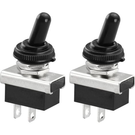 Metal Interrupteur À Bascule Flip 12V 25A SPST On/Off 2 Position 2 Broches Pour Voiture Dash Light Avec Capuchon Imperméable À L'eau (1/4)