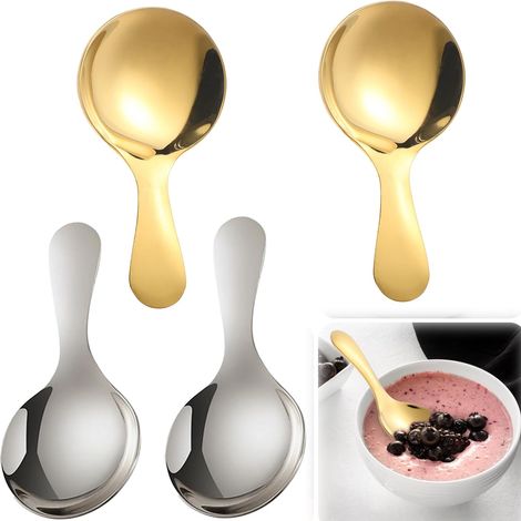 Cuillères en Manches Courtes,4 PCS Mini Pelle à Farine en Acier Inoxydable Cuillères pour Dessert Thé Glacé Café Thé en Vrac Sucre ou Farine Cuillère à Soupe (1/5)