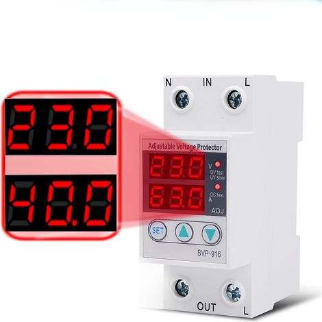 Régulateur De Tension 230V, Protecteur de Courant Tension Intelligent Monophasé Protection Contre Les surtensions et Les sous-tensions réglables 40A