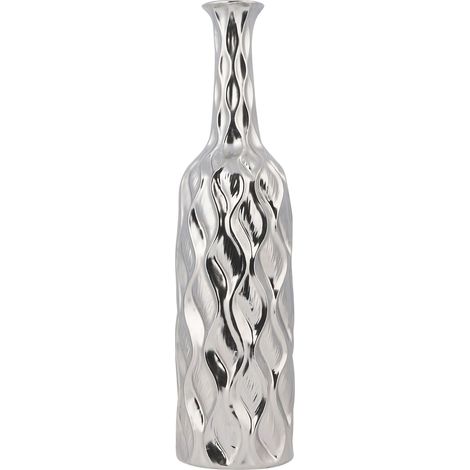 Dekovase BASSANIA Steinzeug 45 cm Silber