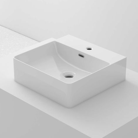 Lavabo à poser F-K40 céramique 41x11,5x41 cm blanc (1/5)