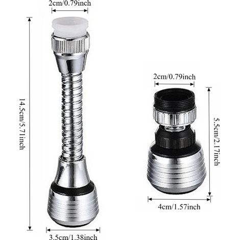Rallonge de robinet (courte et longue - 1 pièce) avec tête anti-éclaboussures, pièces détachées pour robinets de cuisine et aérateur. (1/5)
