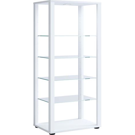 Ebuy24 – Vitrine en bois et verre 115x52x35 – Étagères en verre de sécurité ESG – Montage mural rapide – Éclairage LED disponible