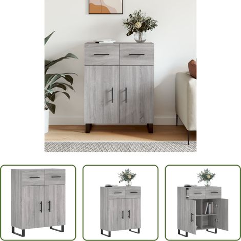 vidaXL Metallbeine - Sideboard Grau Sonoma 69,5x34x90 cm Holzwerkstoff (1/5)