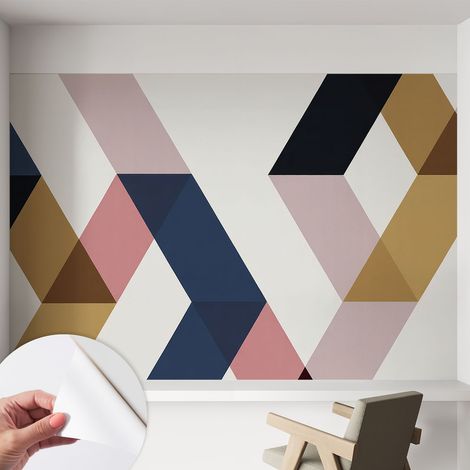 Papier peint adhésif décoratif pour salon chambre et cuisine Facile à poser avec colle Losanges colorés 152x104 cm (1/5)
