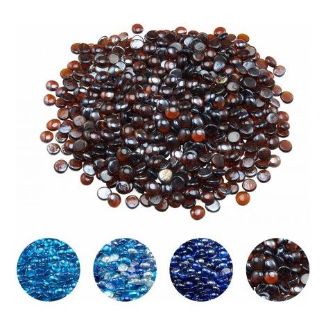 Verre de Feu pour Braséro, 4,5 kg, Pierres en Verre pour Foyer à Gaz, 19,05 mm, Perles de Verres, Sans Fumée, Réfléchissantes, Pierres Décoratives Résistantes, pour Cheminée à Gaz, Couleur Ambre (1/3)