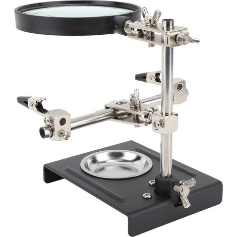 Loupe 6X avec pince auxiliaire support loupe troisième main station soudure pour électronique DIY et réparation (1/5)