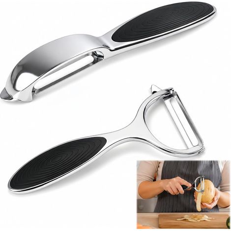 2er-Set Sparschäler – Y-förmiger, drehbarer Edelstahl-Sparschäler für Gemüse, Kartoffeln, Karotten und Obst – Ergonomisches Design mit rutschfestem Griff (1/5)