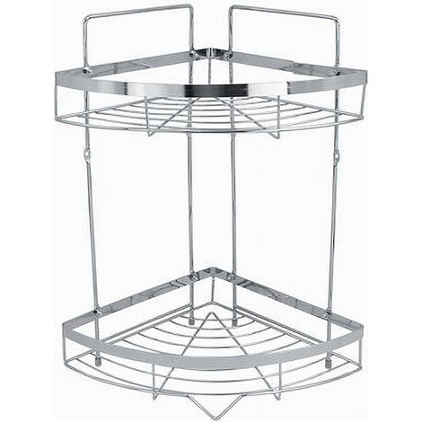 Trade Shop - Mensola Angolare Cromata Per Doccia A 2 Ripiani Piani Organizer Per Bagno 59256 -