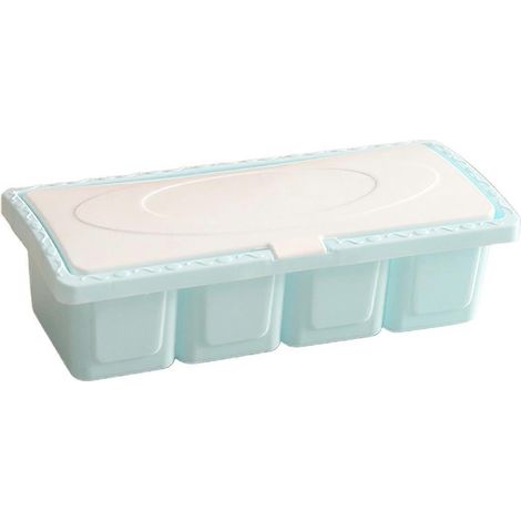 Ensemble de boîtes de rangement en plastique à 4 compartiments pour épices et condiments (bleu) (1/5)