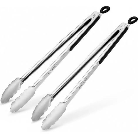 Pince à barbecue extra-longue de 17 pouces, fabriquée en acier inoxydable de haute qualité, adaptée à la cuisson, au barbecue, aux grillades au charbon de bois, etc. (1/5)