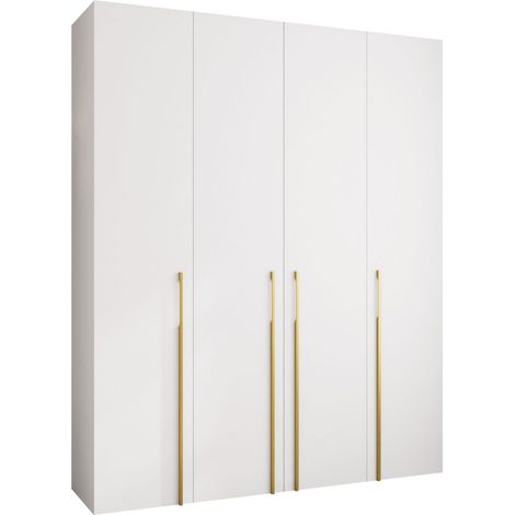 Armario Hartford 570, Blanco, 246x200x42cm, Puertas de armario: Con bisagras, Número de estantes: 12 (1/5)