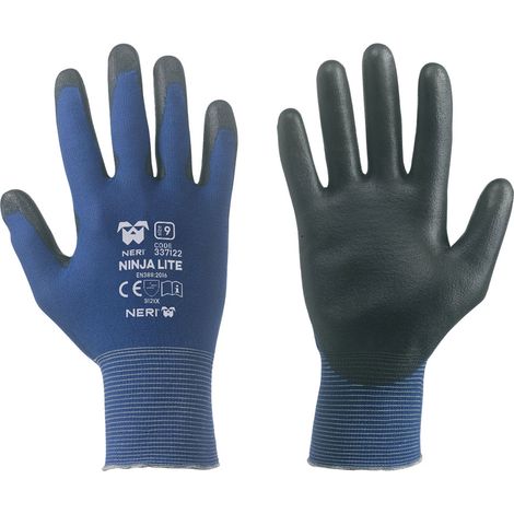 GUANTI NYLON / POLIURETANO 'NINJA LITE' Tg.10- 12 coppia  - NERI