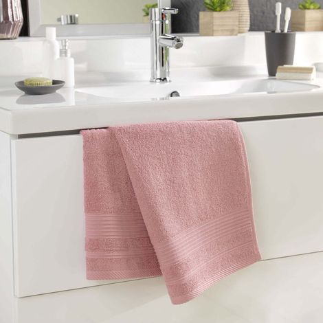 Serviette de Toilette unie 50x90 cm - Collection Tendresse - Éponge 500 g/m² - 50x90cm - Rose